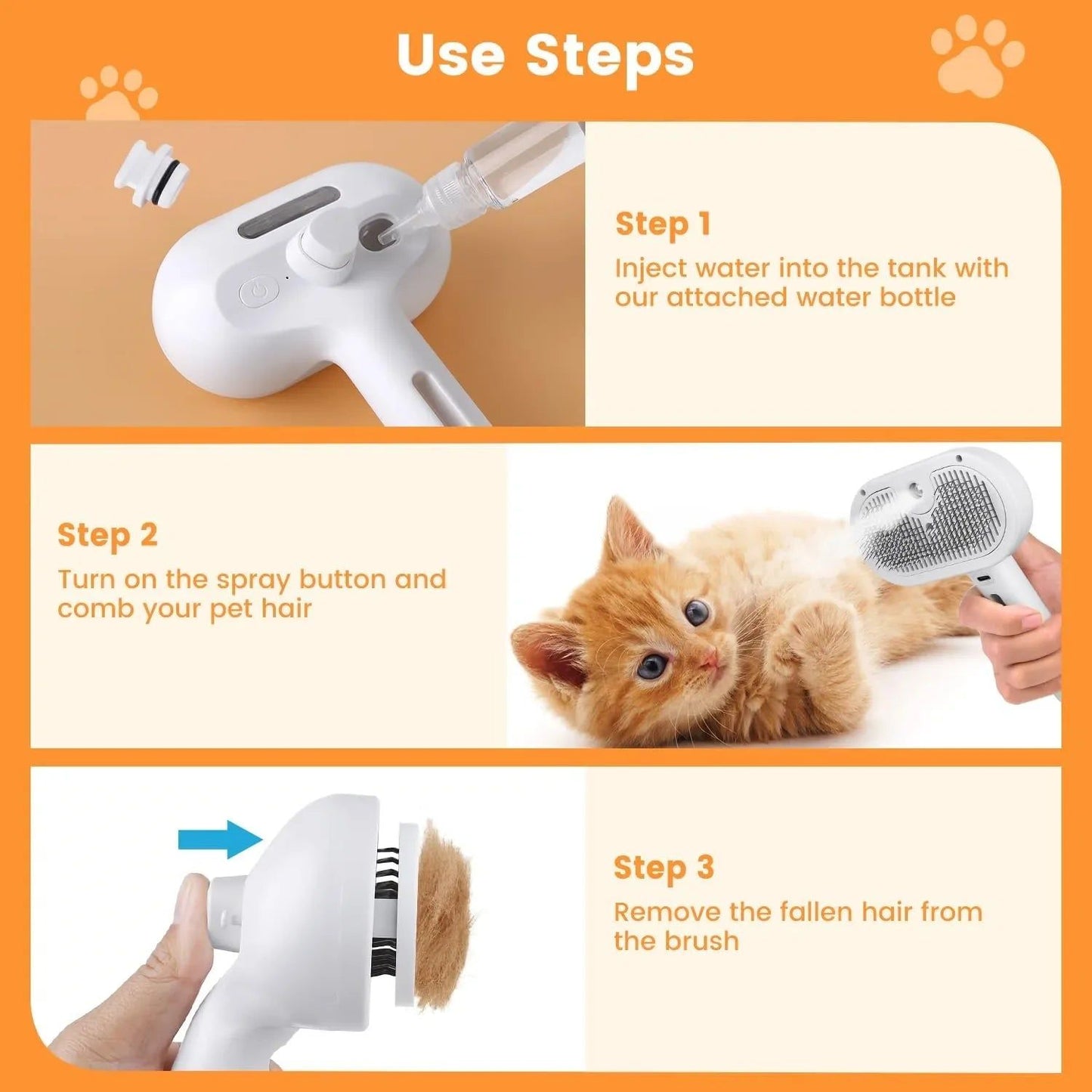 Pet Spray Grooming Comb – 2-in-1 Hair Removal & Styling Brush