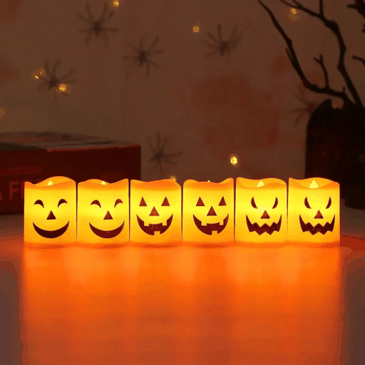 LED Halloween Candle Lights – Spooky Pumpkin, Skull, Ghost Decor