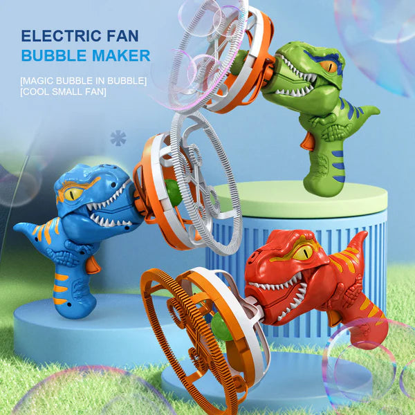 Electric dinosaur bubble machine