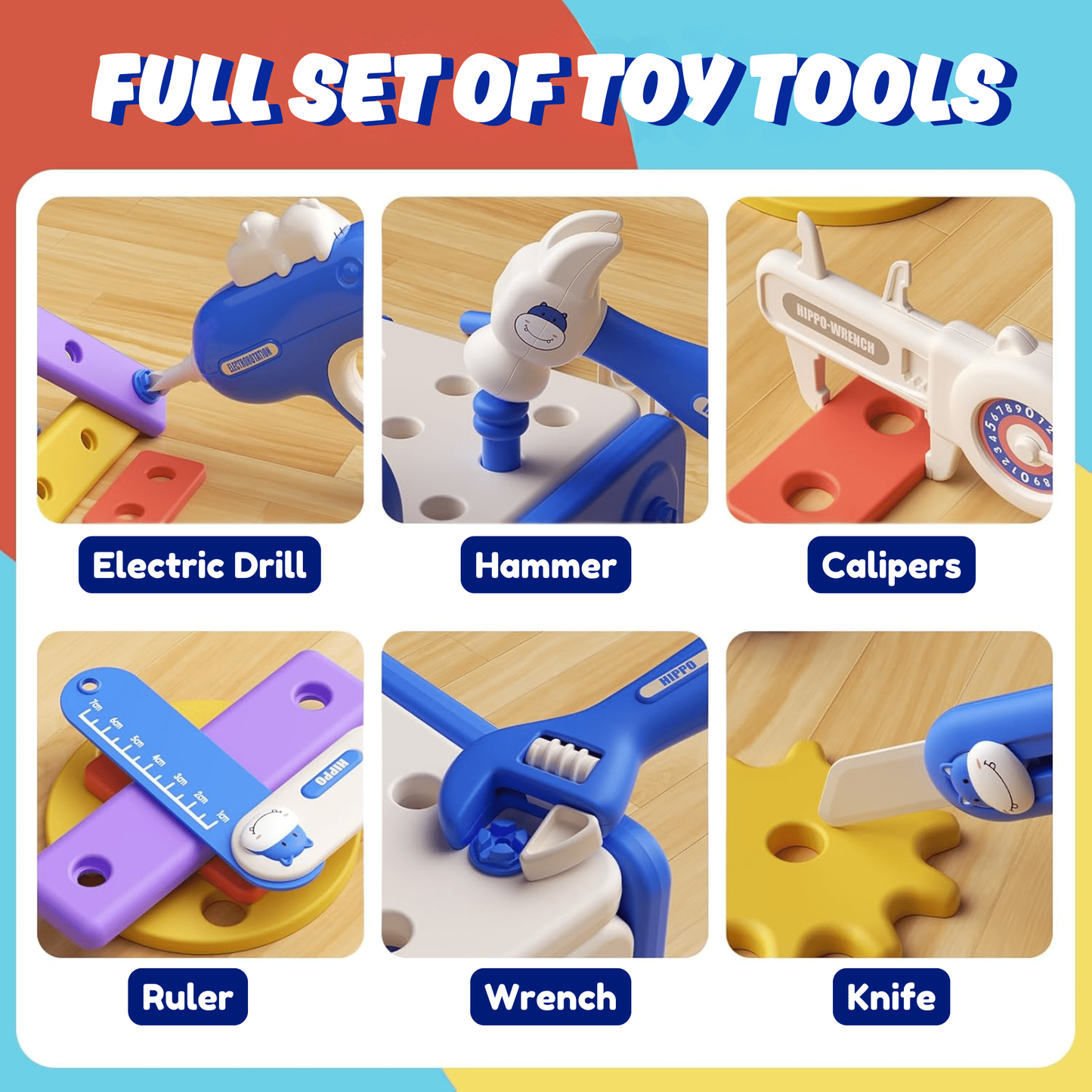 🔧 Hippo Children’s Toolbox Puzzle Assembly Toy Set – Build, Play & Learn!