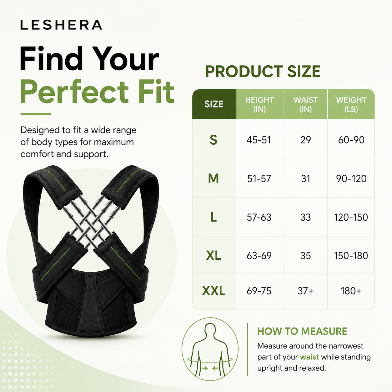 Leshera StandTall™ Adjustable Posture Corrector