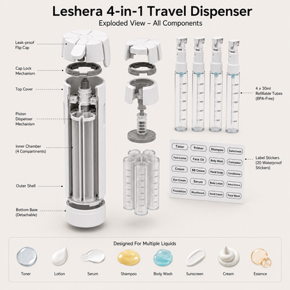 Leshera 4-in-1 Travel Dispenser