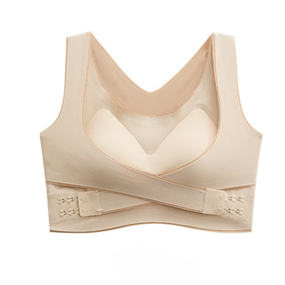 Leshera™ Cross-Button Seamless Bra – Wireless, Lift & Support, Adjustable Fit for Everyday Comfort