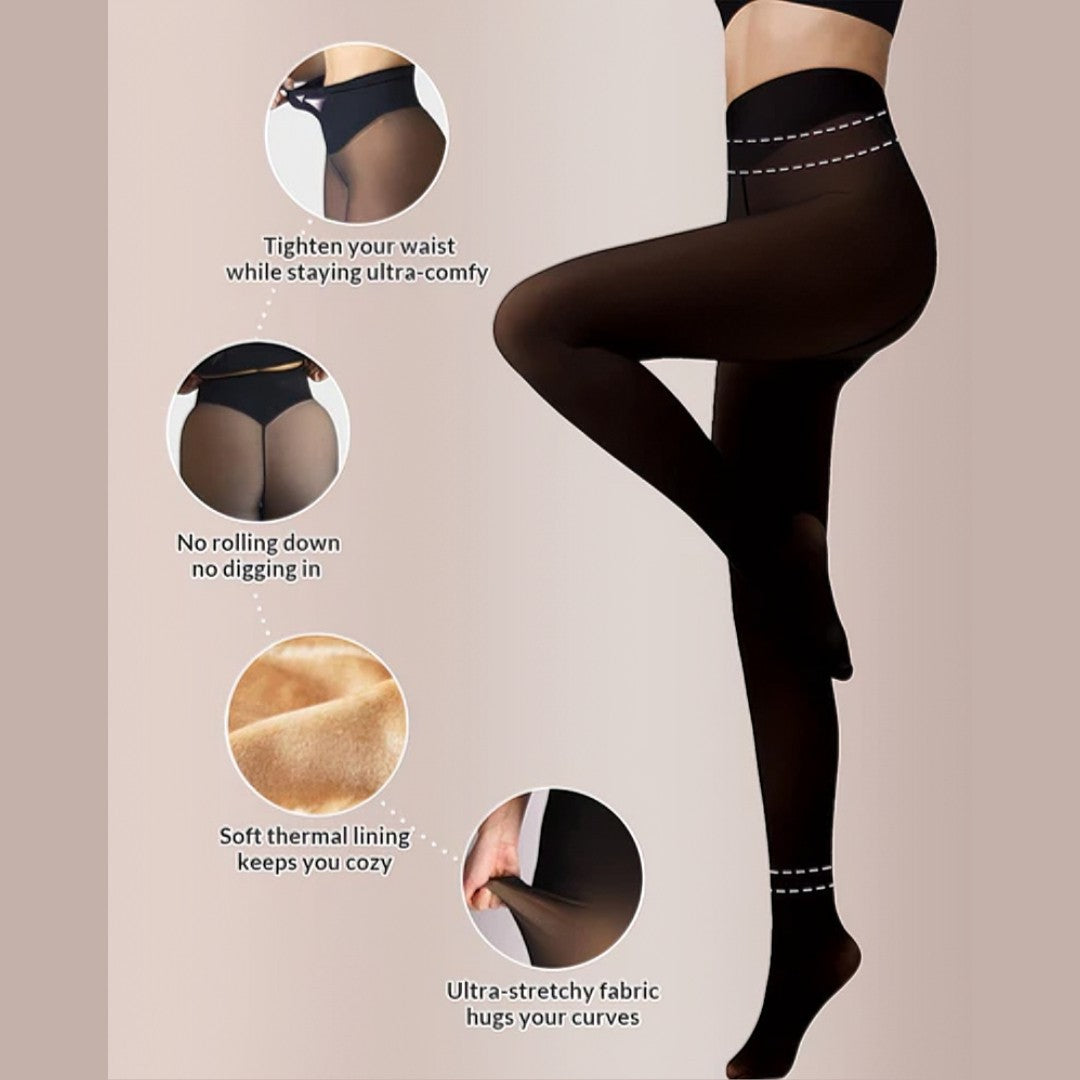 Ultra-Warm Fleece-Lined Thermal Tights – Seamless, Shaping, Winter-Proof