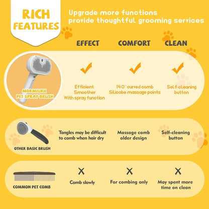 Pet Spray Grooming Comb – 2-in-1 Hair Removal & Styling Brush