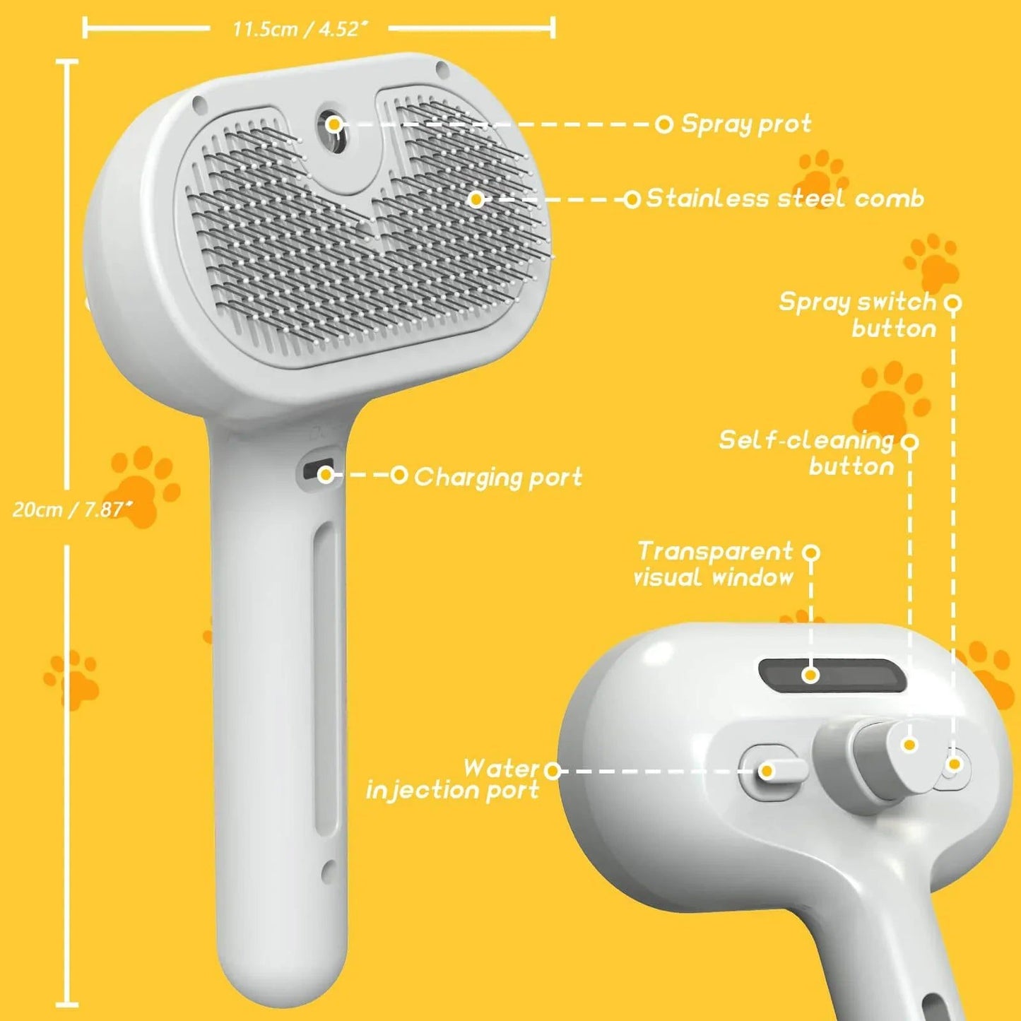 Pet Spray Grooming Comb – 2-in-1 Hair Removal & Styling Brush