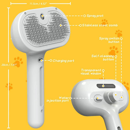 Pet Spray Grooming Comb – 2-in-1 Hair Removal & Styling Brush