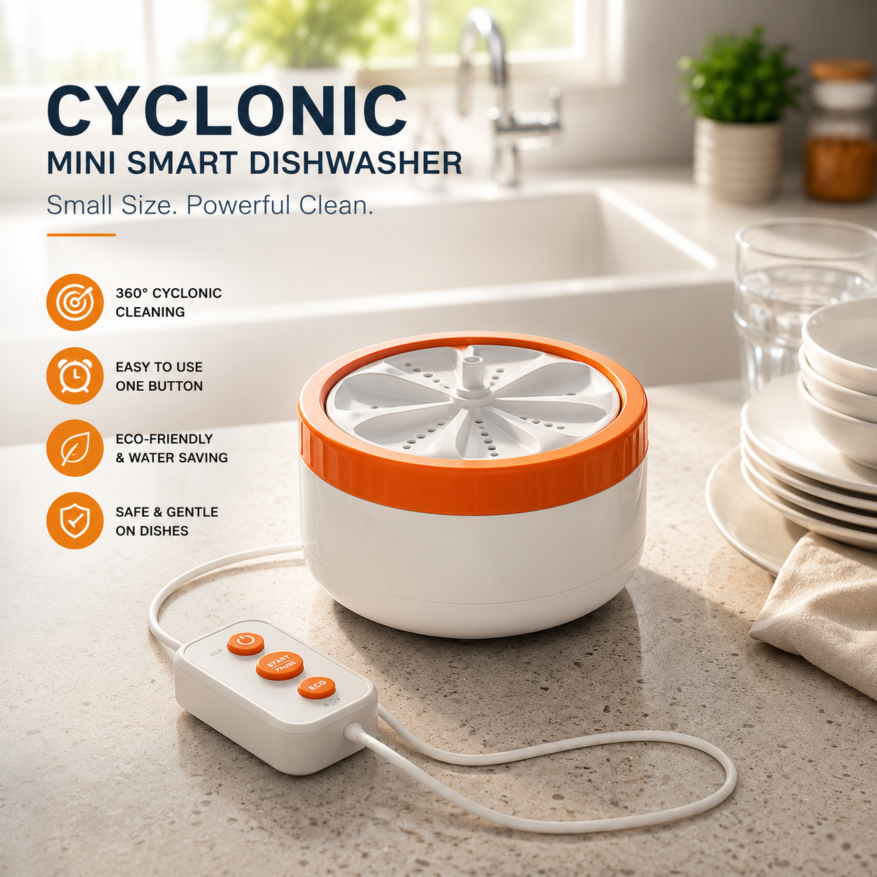 Cyclonic | Mini Smart Dishwasher