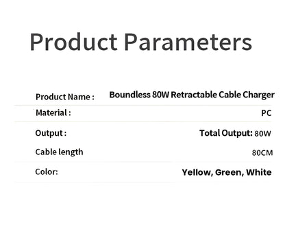 80W Super Fast Charging USB-C Cable with Telescopic Design & LED Light