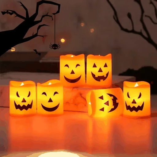 LED Halloween Candle Lights – Spooky Pumpkin, Skull, Ghost Decor