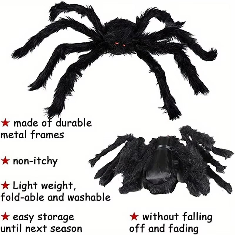🕷️ Giant Black Spider Halloween Decoration – Spooky Must-Have!