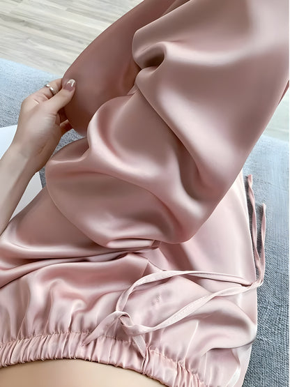 Ice Silk Wide-Leg Pants – High-Waisted Summer Trousers for Women