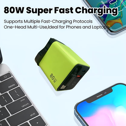 80W Super Fast Charging USB-C Cable with Telescopic Design & LED Light