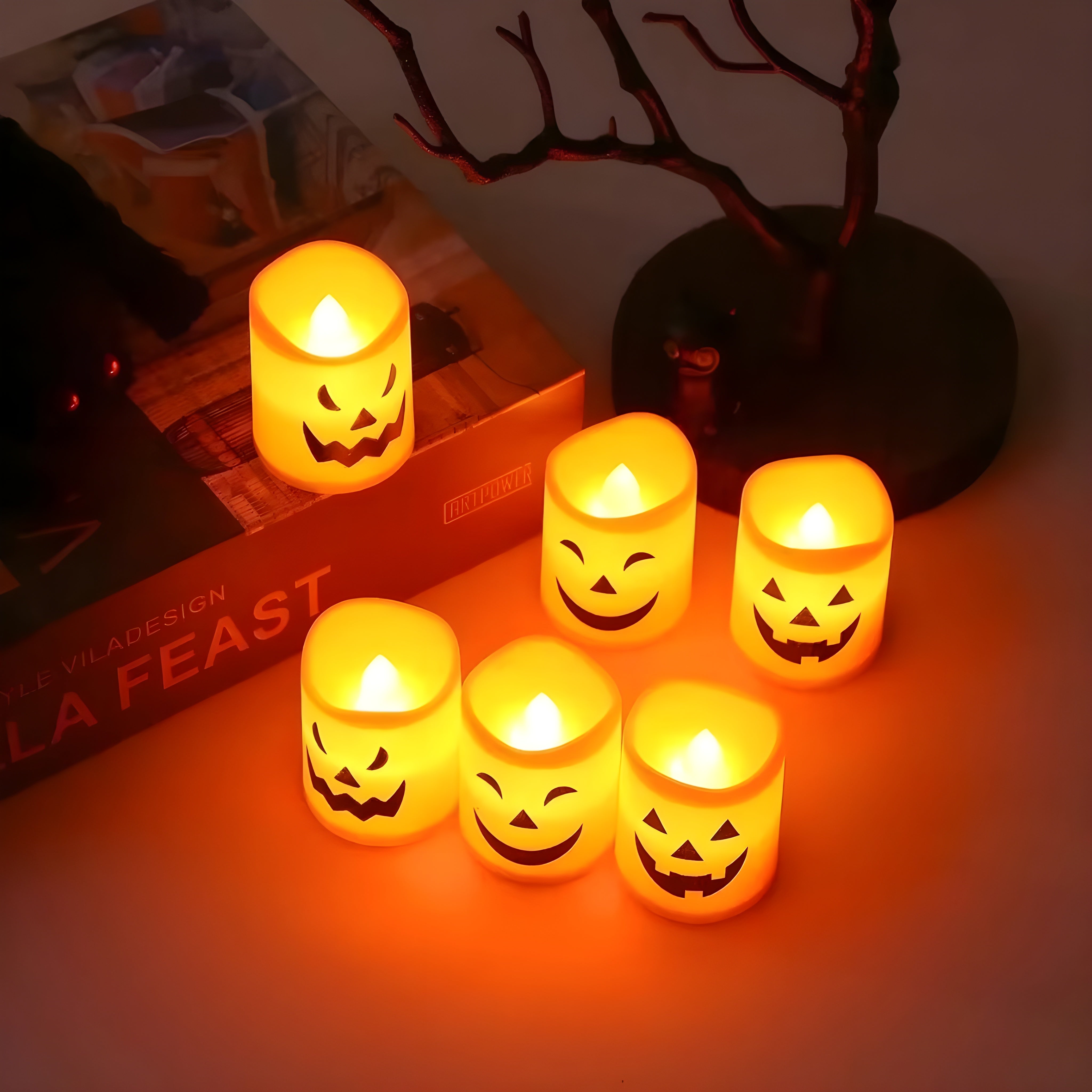 LED Halloween Candle Lights – Spooky Pumpkin, Skull, Ghost Decor