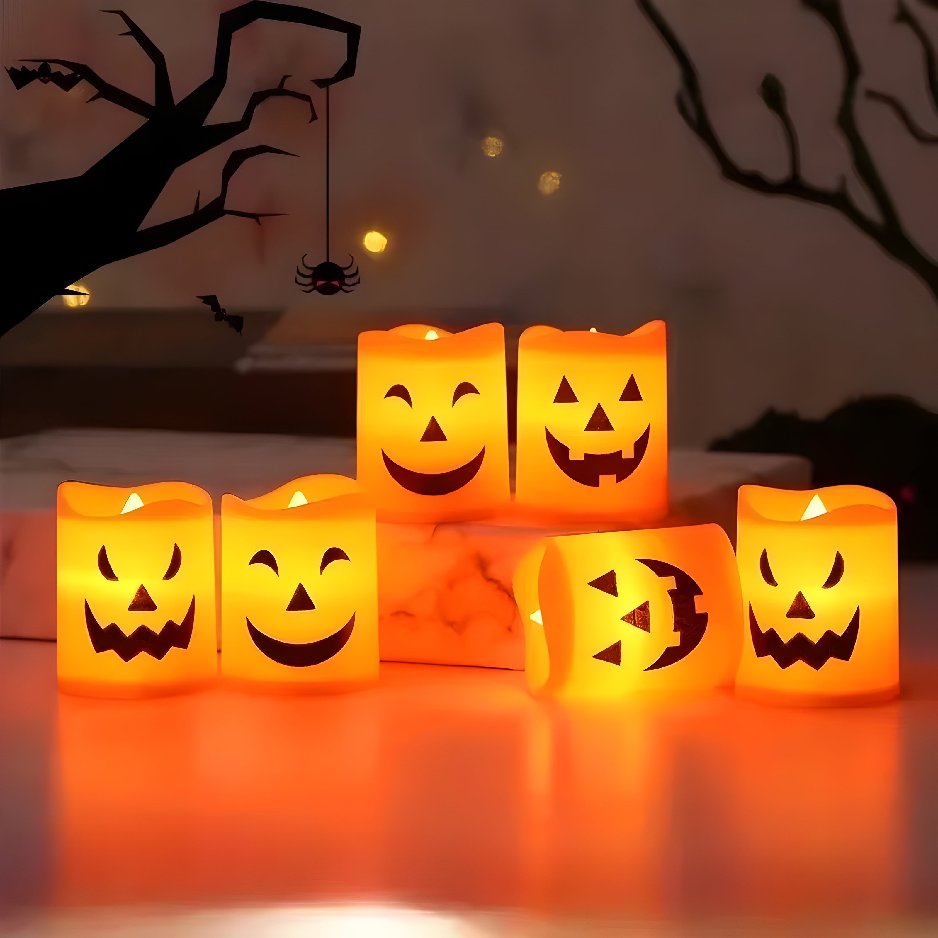 LED Halloween Candle Lights – Spooky Pumpkin, Skull, Ghost Decor