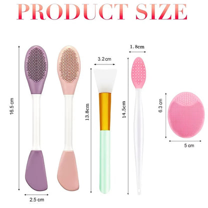 Leshera™ 6-Piece Silicone Face Brush Set – Double-Headed Exfoliator & Mask Applicator