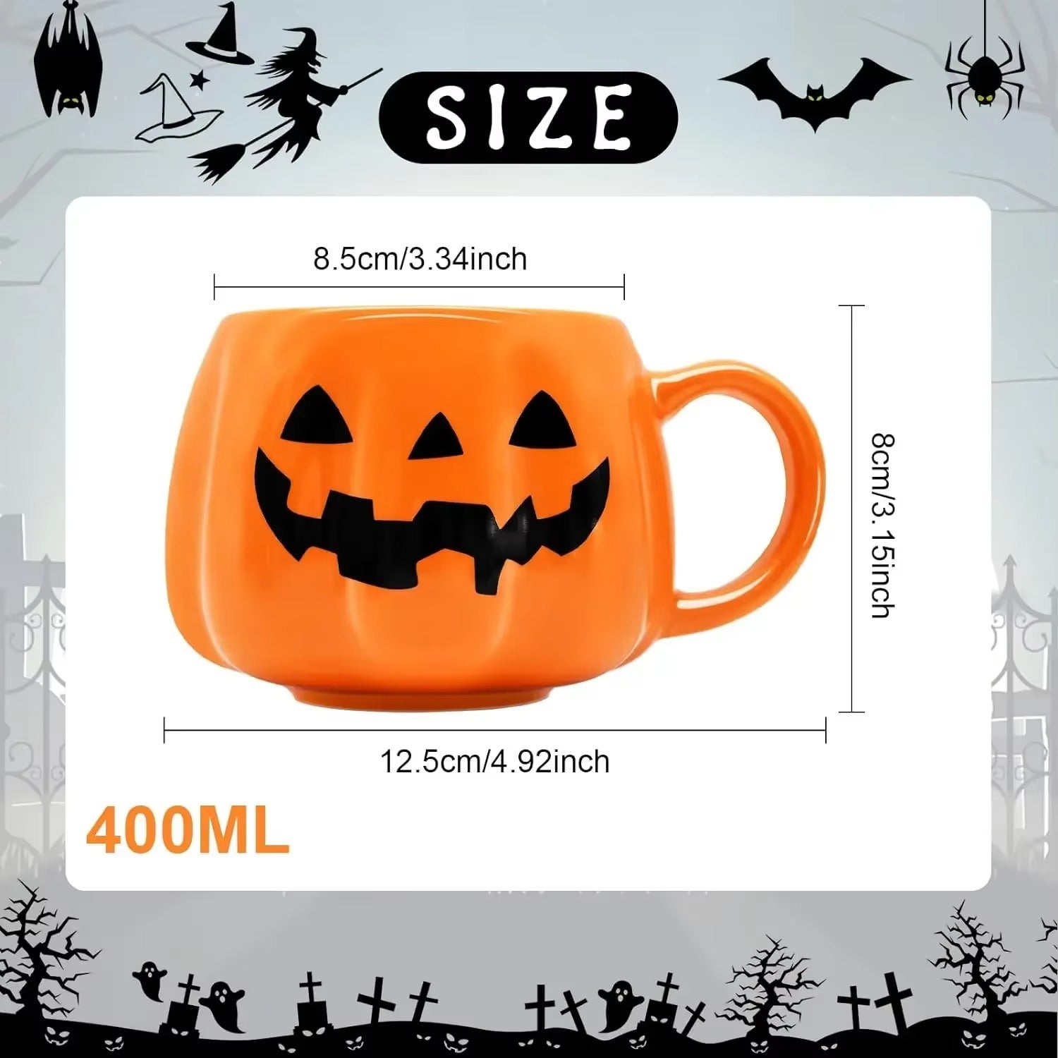 🎃 400ml Halloween Pumpkin Ceramic Mug – Cute & Festive