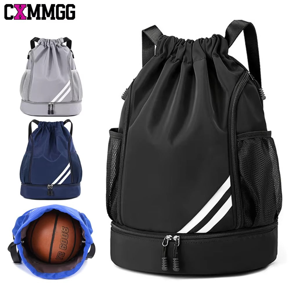 🎒 Waterproof Drawstring Gym Backpack – Multi-Purpose Sports Bag with Shoe Compartment & Wet Pocket