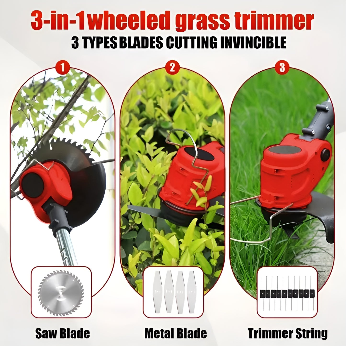 3 In 1 Cordless Grass Trimmer & Weed Wacker