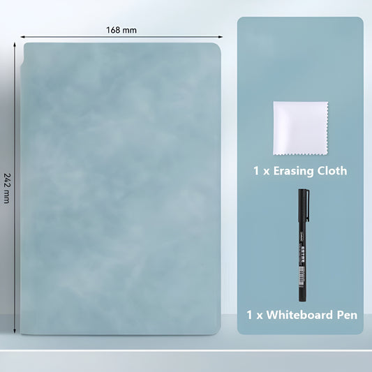 Reusable A5 Whiteboard Notebook – Premium Leather Cover with Erasable Pages & Marker