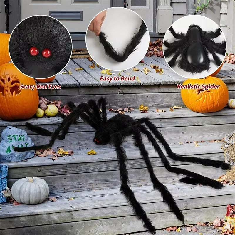 🕷️ Giant Black Spider Halloween Decoration – Spooky Must-Have!
