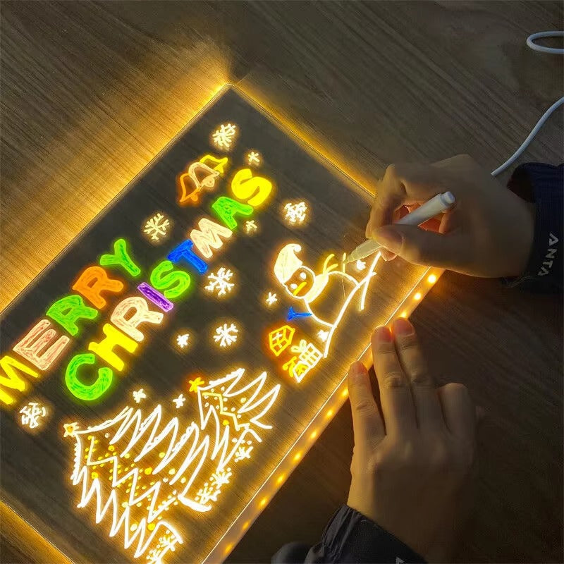 🖍️ Light-Up Acrylic Message Board – Glowing DIY Drawing & Writing Pad for Kids & Gifts