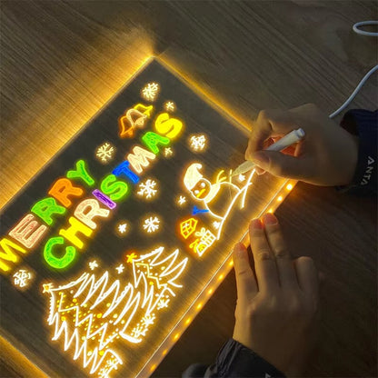 🖍️ Light-Up Acrylic Message Board – Glowing DIY Drawing & Writing Pad for Kids & Gifts
