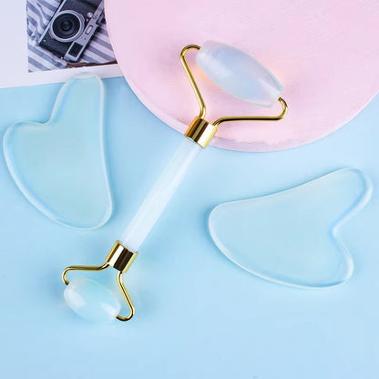 Leshera™ Opalite Jade Roller & Gua Sha Crystal Facial Set