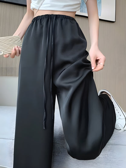 Ice Silk Wide-Leg Pants – High-Waisted Summer Trousers for Women