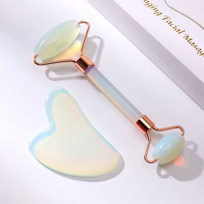 Leshera™ Opalite Jade Roller & Gua Sha Crystal Facial Set