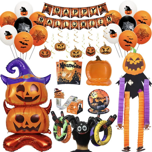 🎃 Halloween Retro Pumpkin & Ghost Decorations – Vintage Party Set
