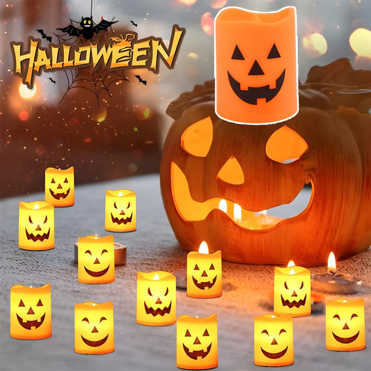 LED Halloween Candle Lights – Spooky Pumpkin, Skull, Ghost Decor