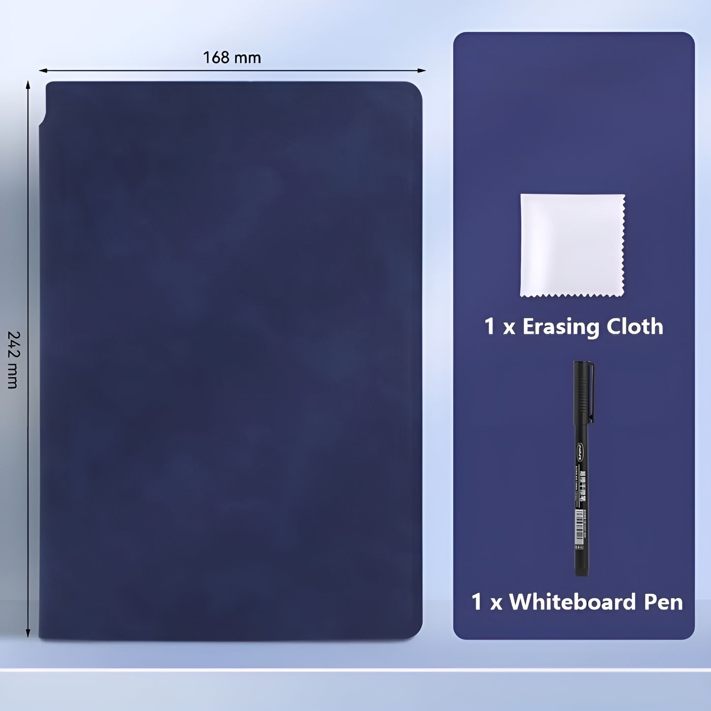 Reusable A5 Whiteboard Notebook – Premium Leather Cover with Erasable Pages & Marker