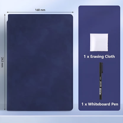 Reusable A5 Whiteboard Notebook – Premium Leather Cover with Erasable Pages & Marker