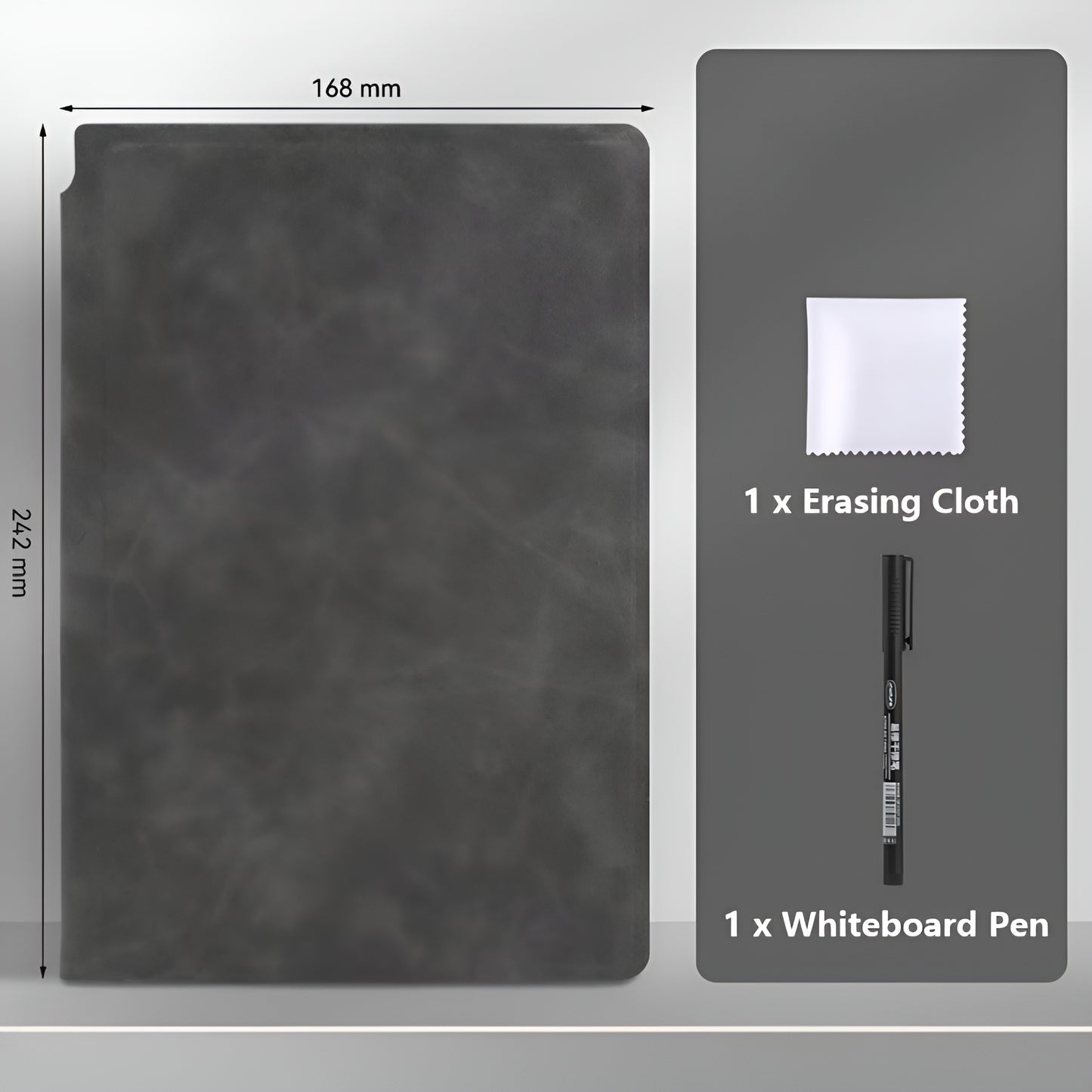 Reusable A5 Whiteboard Notebook – Premium Leather Cover with Erasable Pages & Marker