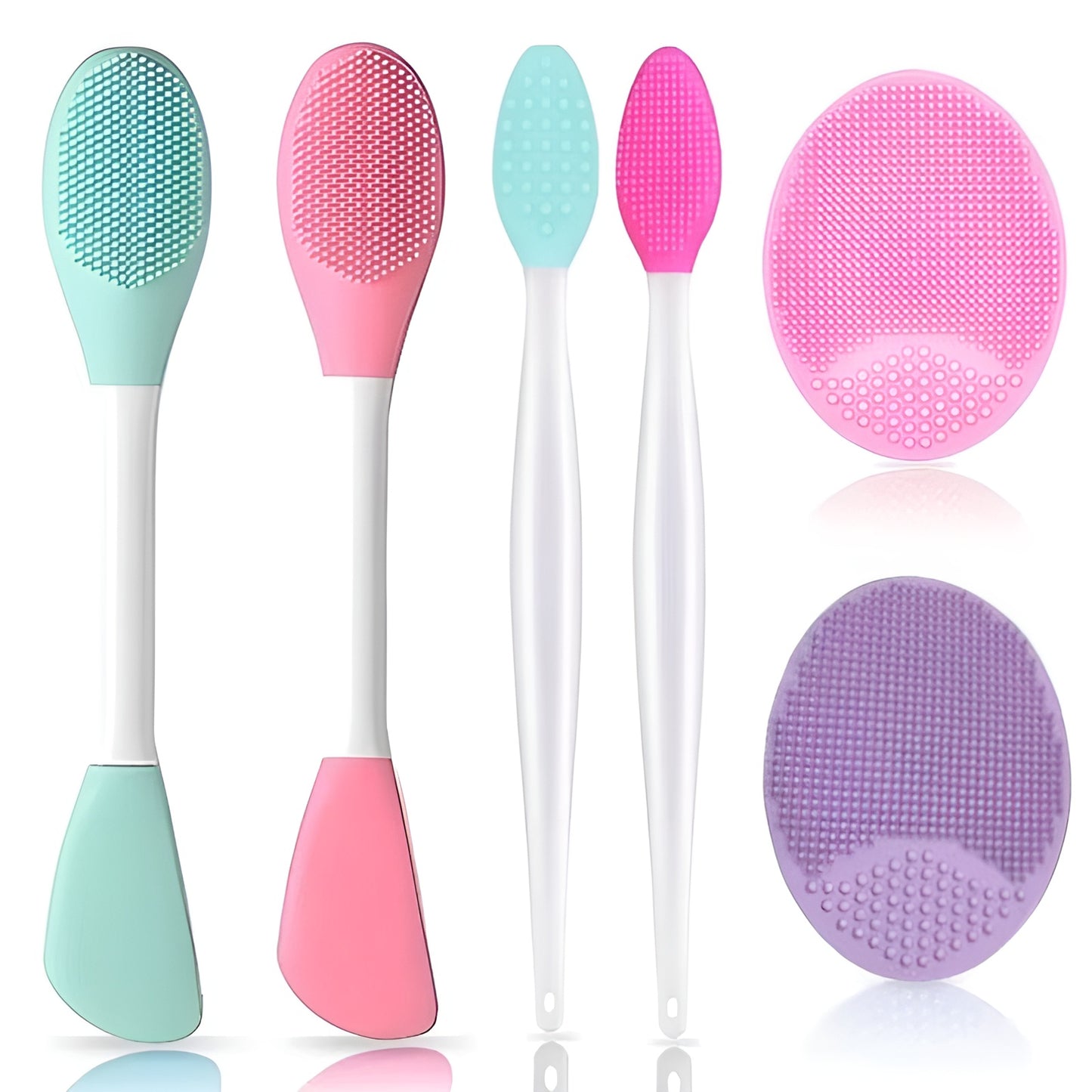 Leshera™ 6-Piece Silicone Face Brush Set – Double-Headed Exfoliator & Mask Applicator