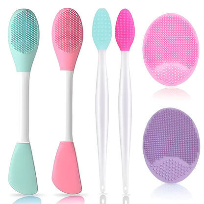 Leshera™ 6-Piece Silicone Face Brush Set – Double-Headed Exfoliator & Mask Applicator