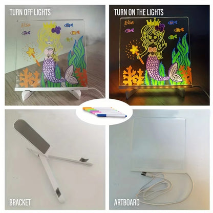 🖍️ Light-Up Acrylic Message Board – Glowing DIY Drawing & Writing Pad for Kids & Gifts