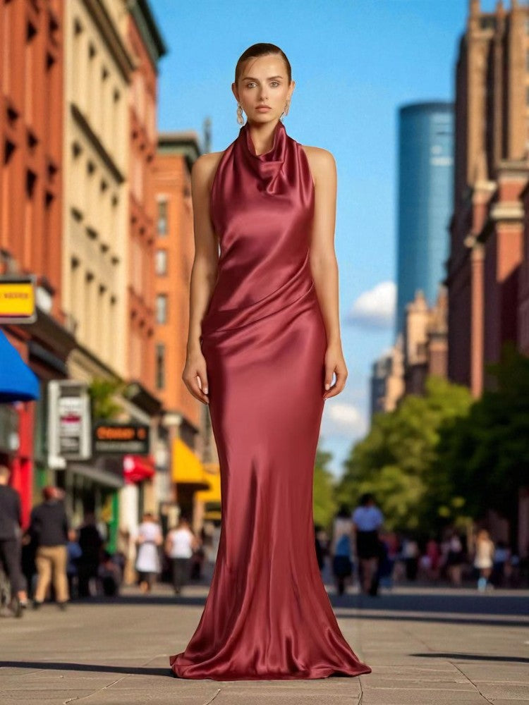 Summer Satin Midi Slip Dress – Effortlessly Elegant Evening Look