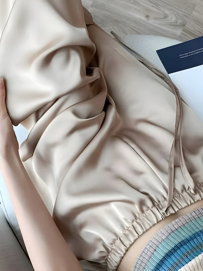 Ice Silk Wide-Leg Pants – High-Waisted Summer Trousers for Women