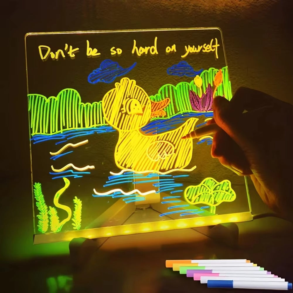 🖍️ Light-Up Acrylic Message Board – Glowing DIY Drawing & Writing Pad for Kids & Gifts