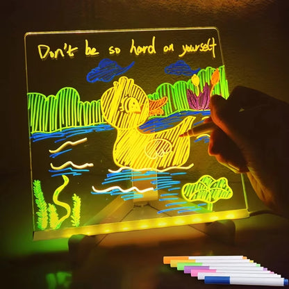 🖍️ Light-Up Acrylic Message Board – Glowing DIY Drawing & Writing Pad for Kids & Gifts