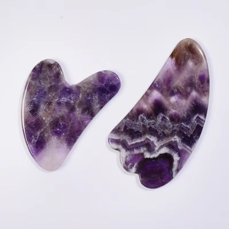 Leshera™ Amethyst Gua Sha & Face Roller Set – Natural Crystal Skin Care Tools
