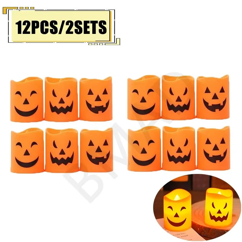 LED Halloween Candle Lights – Spooky Pumpkin, Skull, Ghost Decor