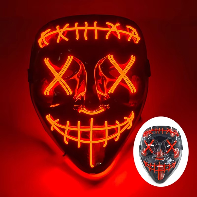 Wireless LED Purge Mask – Light-Up Halloween Cosplay Mask for Party & Festival