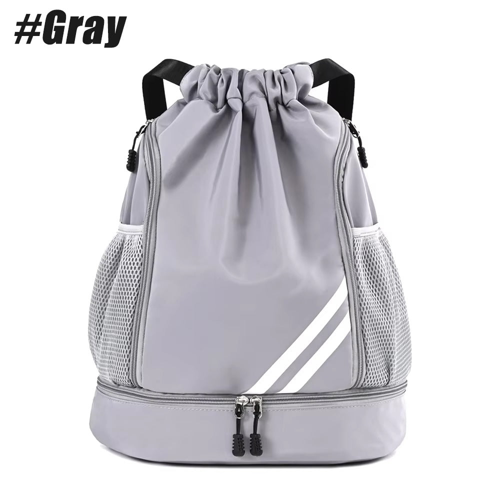 🎒 Waterproof Drawstring Gym Backpack – Multi-Purpose Sports Bag with Shoe Compartment & Wet Pocket