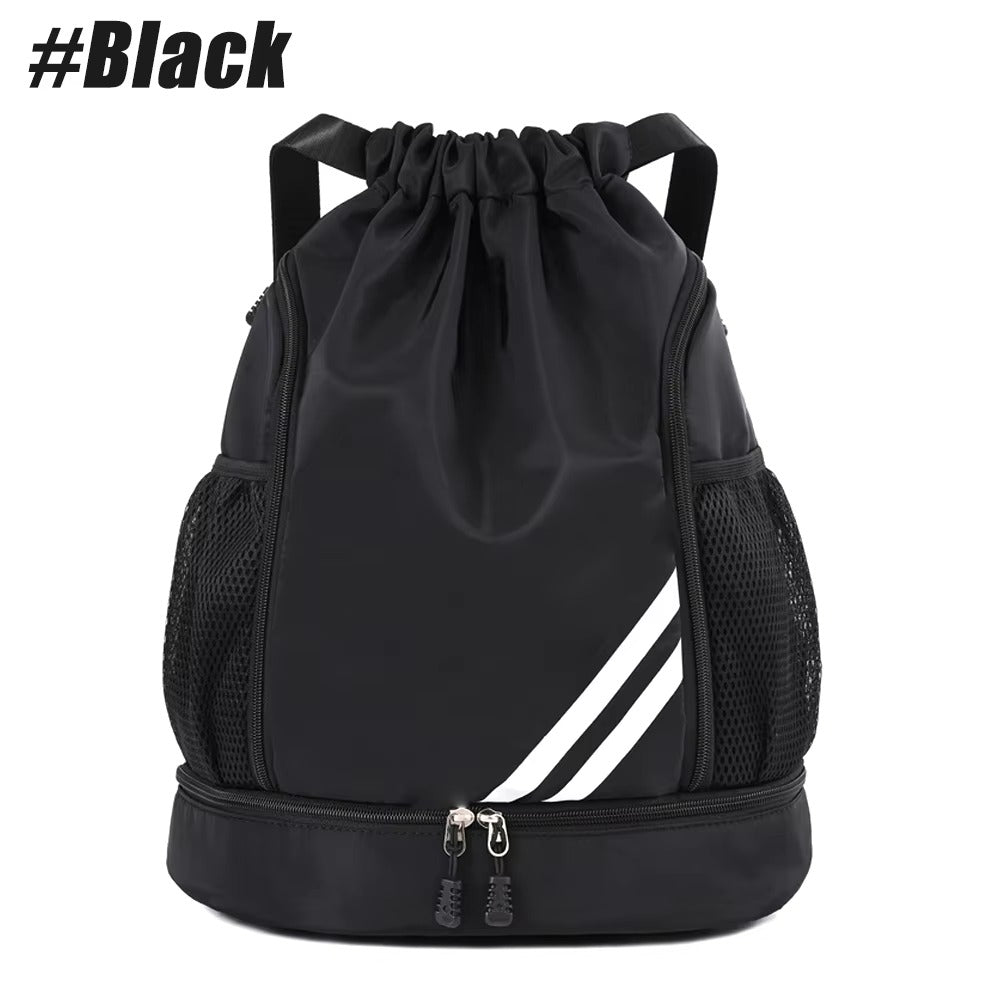 🎒 Waterproof Drawstring Gym Backpack – Multi-Purpose Sports Bag with Shoe Compartment & Wet Pocket