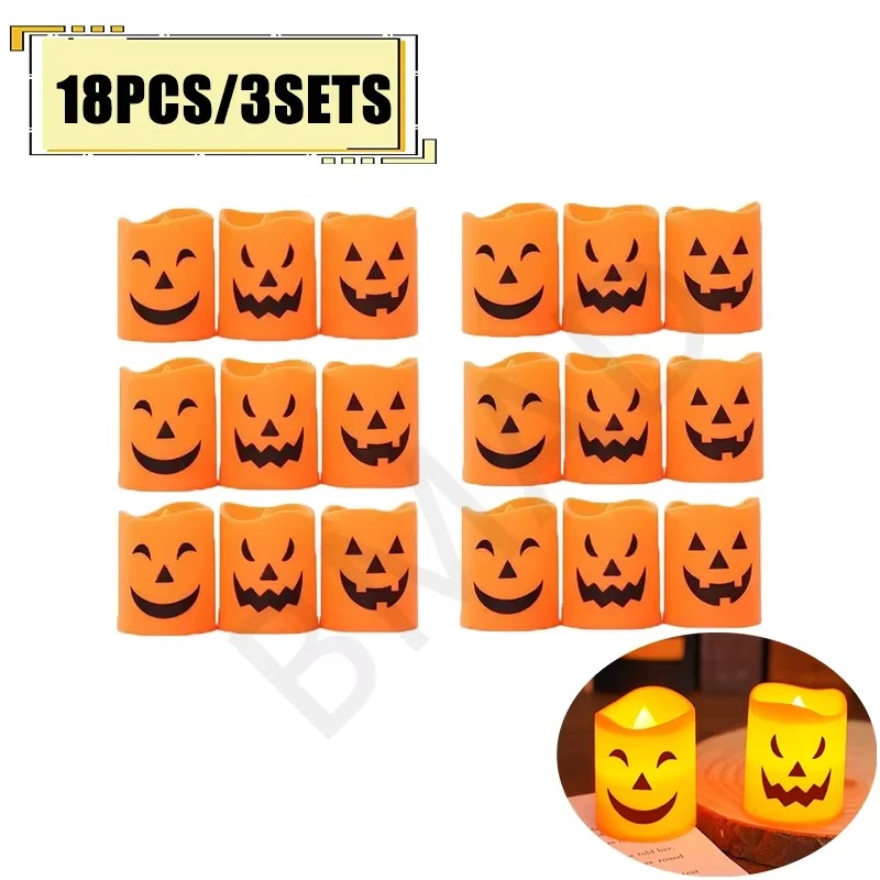 LED Halloween Candle Lights – Spooky Pumpkin, Skull, Ghost Decor