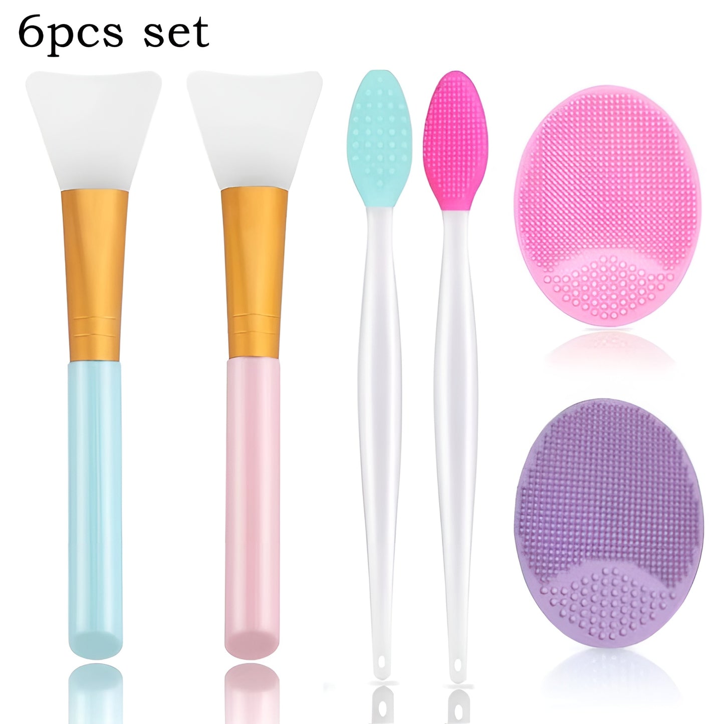 Leshera™ 6-Piece Silicone Face Brush Set – Double-Headed Exfoliator & Mask Applicator