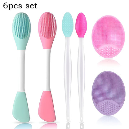 Leshera™ 6-Piece Silicone Face Brush Set – Double-Headed Exfoliator & Mask Applicator